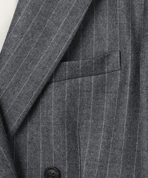 BEIGE， DELAND / ウールピンストライプダブルジャケット Gray St.