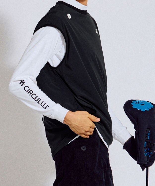 PW CIRCULUS 【撥水加工 / 小さくまとまる】【UNISEX】オーバーサイズ パッカブルベスト ゴルフウェア メンズ レディース ブラック系