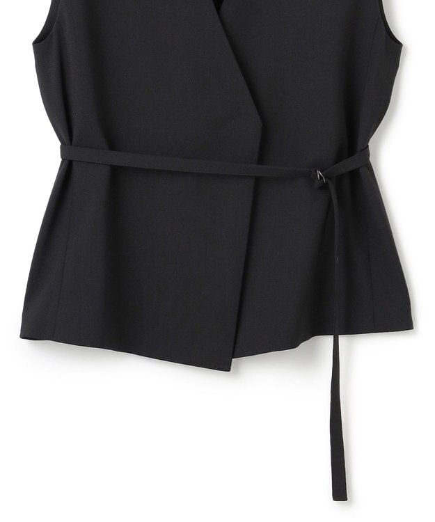 ICB L 【UVカット・洗える】ウール2WAYストレッチ Vネックベスト ブラック系