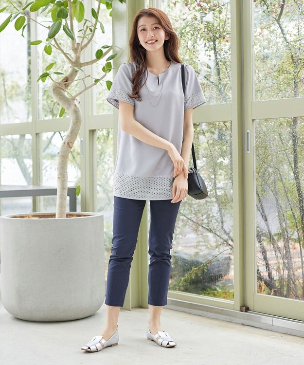 Tiaclasse 裾レース切替チュニック サックス