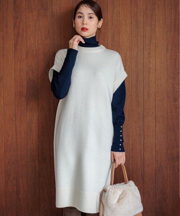 組曲 【WEB限定色あり】ELENA タートルネック ニット ネイビー系