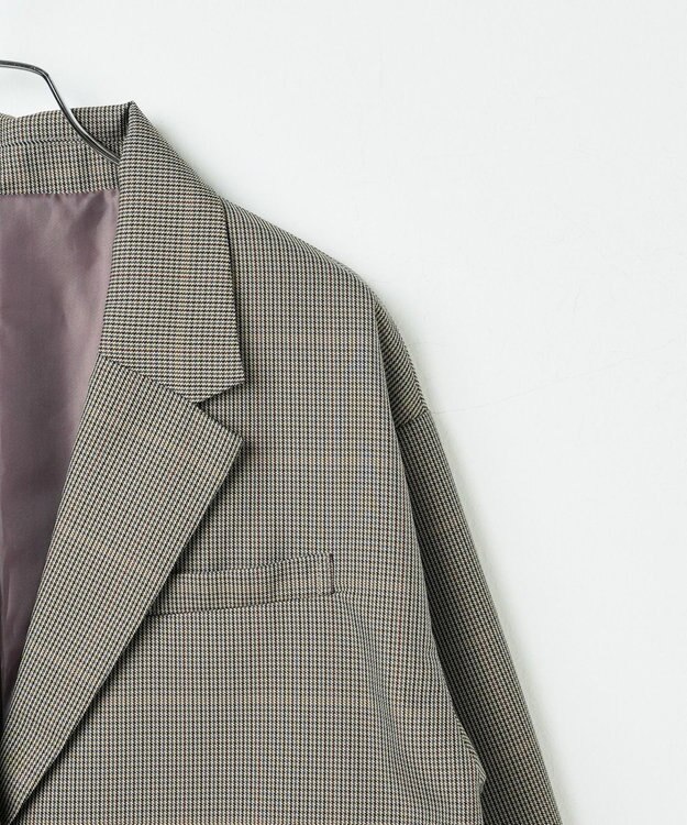 WEGO ボクシーテーラードジャケット ベージュチェック1