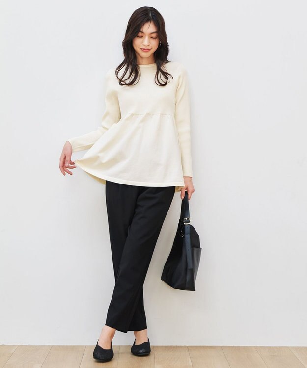 ANY L リブコンビペプラムニット オフ