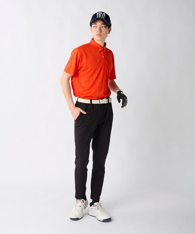 FILA GOLF／marie claire 【FILA GOLF】メッシュ加工ロゴ半袖ポロシャツ オレンジ