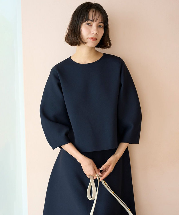 UNFILO BEAUTY FORM KNIT フレアスカート セットアップ ネイビー