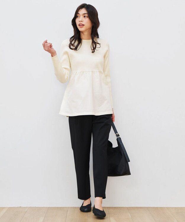 ANY L リブコンビペプラムニット オフ