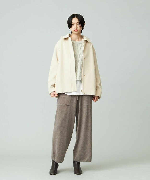 J.PRESS YORK STREET 【WOMEN】2WAY ウールアンゴラ ビーバーショートコート ベージュ系