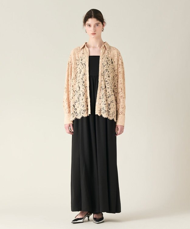 GRACE CONTINENTAL コードレースオーバーシャツ ベージュ