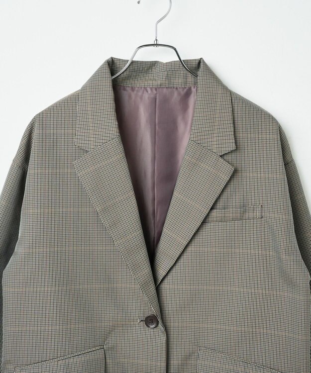 WEGO ボクシーテーラードジャケット ベージュチェック1