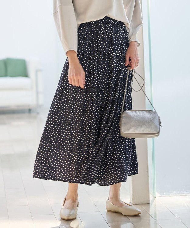 ANY 【ウエストゴム】ラップギャザースカーチョ ドット