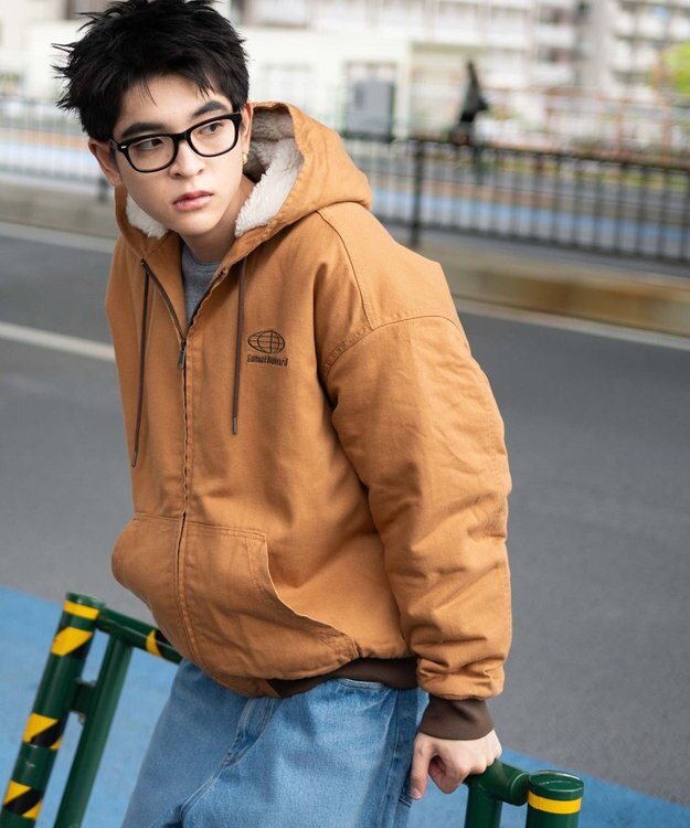 WEGO 【ユニセックス着用ITEM】ワーカーズボアフードブルゾン ブラウン