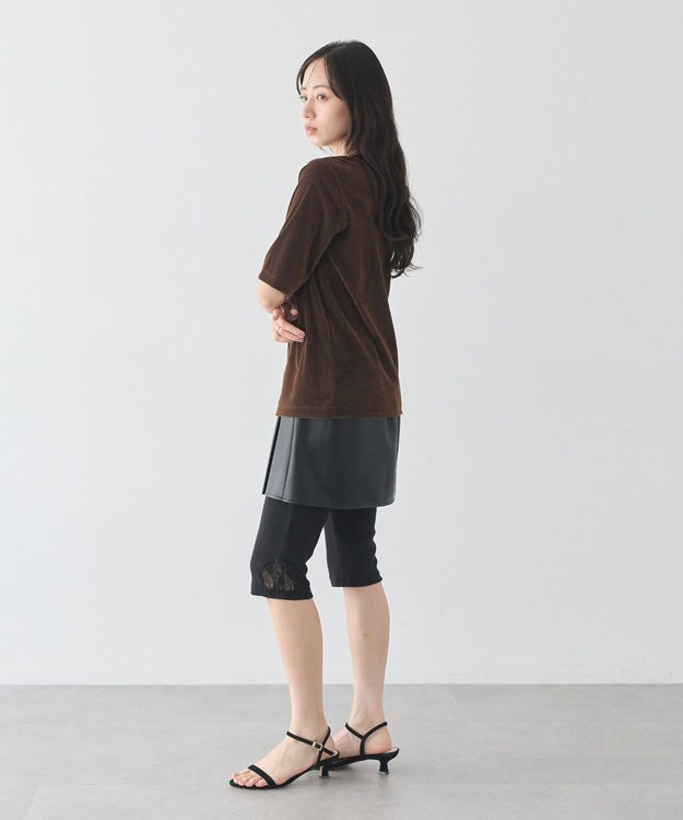 earth music&ecology フロッキーチュールカーディガン Brown