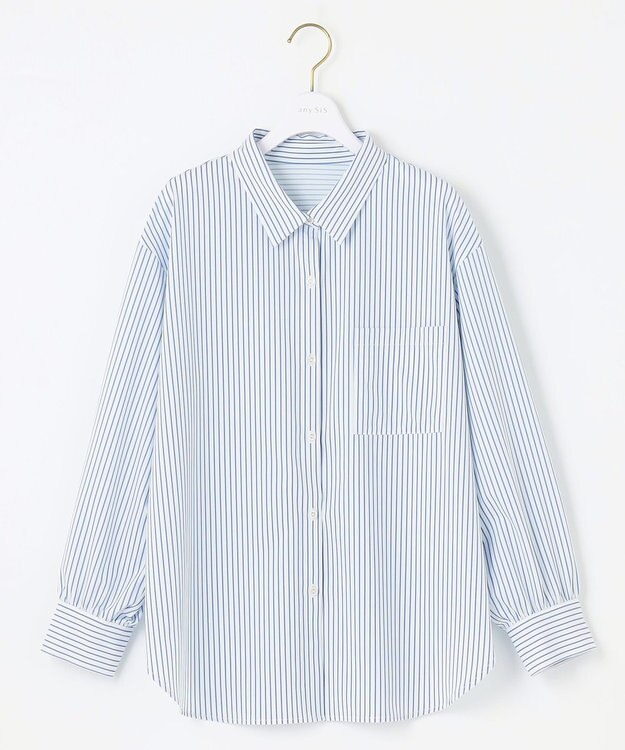 ANY SIS L 【接触冷感・UVカット】ラッシュガード シャツ ブルーストライプ