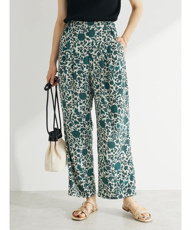 Green Parks ボタニカル柄イージーパンツ Green