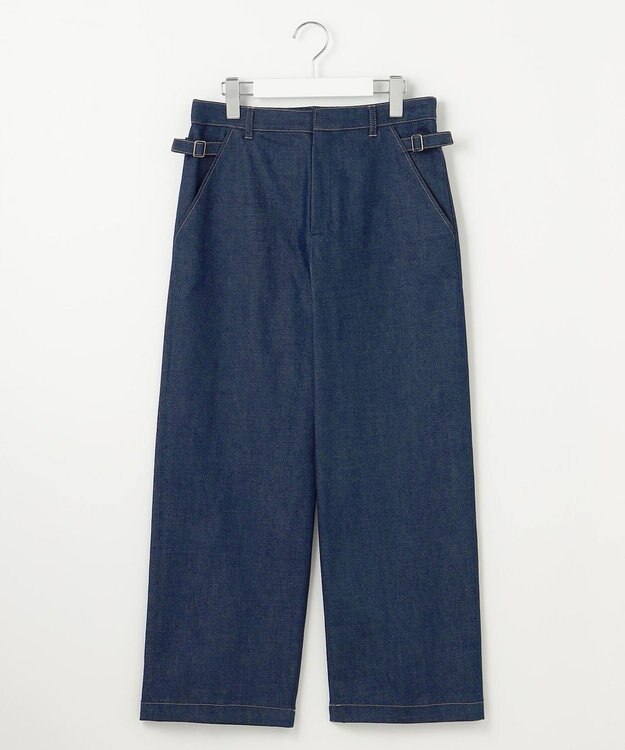 J.PRESS LADIES S 【洗える】ハイパワーデニムツイル ワイド パンツ インディゴ系