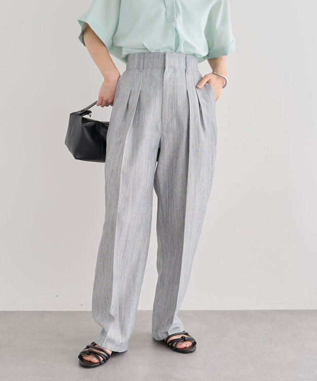 Green Parks ・ＥＬＥＮＣＡＲＥ　ＤＵＥ　リネンライク２タックパンツ Gray