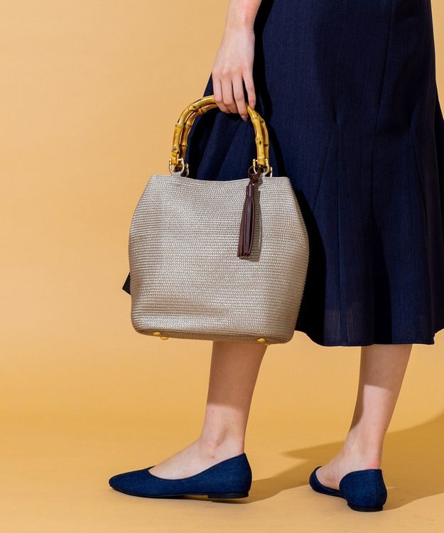 Tiaclasse バンブーハンドルバッグ ベージュ