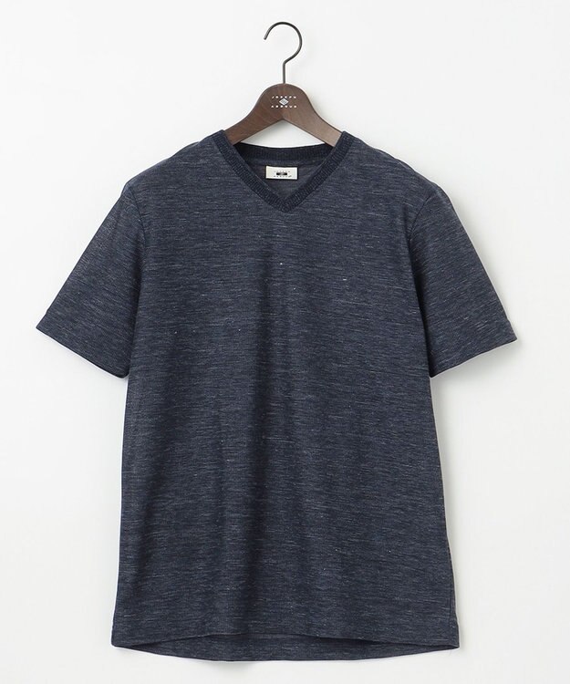 JOSEPH ABBOUD 【吸水速乾/軽量】リネンTOPピケ Tシャツ ネイビー系