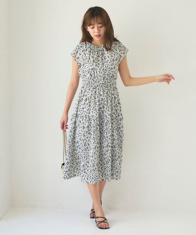 Feroux ウエストシャーリングティアード ワンピース ホワイト系1