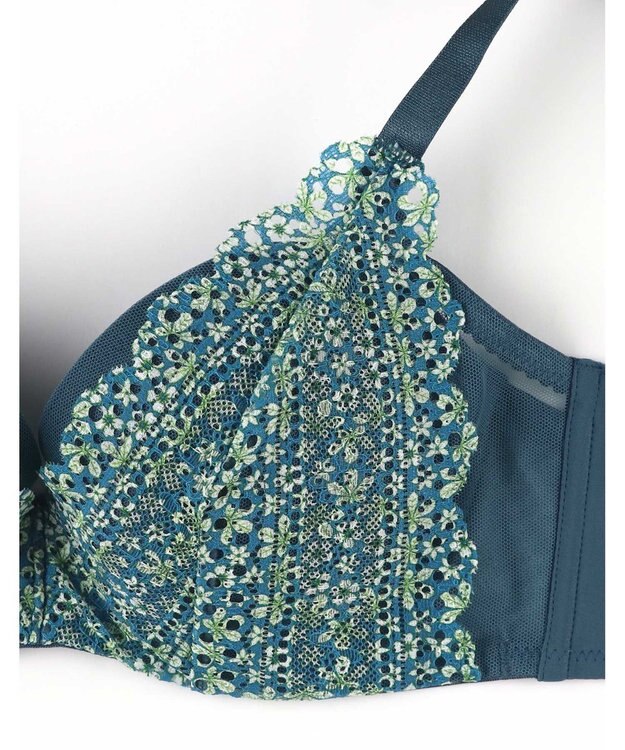 une nana cool さあわたし レース 脇高ブラジャー MADE WITH LIBERTY FABRIC ブルーグリーン