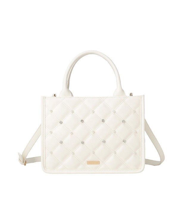 Maison de FLEUR パールビジューキルティングスクエアショルダー Ivory