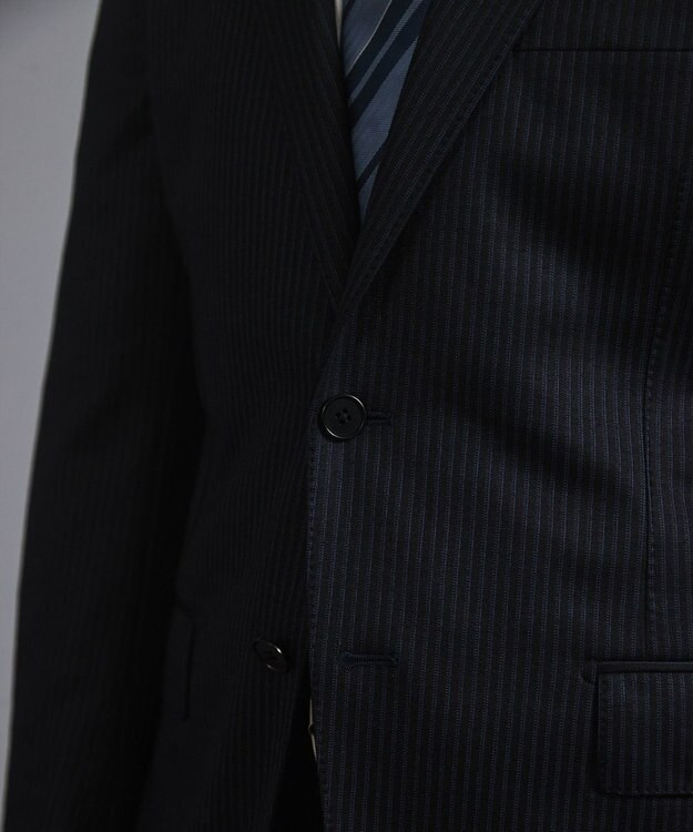 GOTAIRIKU 新柄/セットアップ対応【洗える/ストレッチ/シワになりにくい】ウォッシャブルジャージー セットアップジャケット_柄（25年モデル） ネイビー×ストライプ