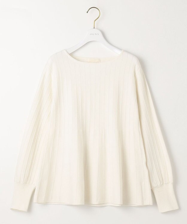 ANY SIS L 【洗える】ペプラム ニット オフホワイト