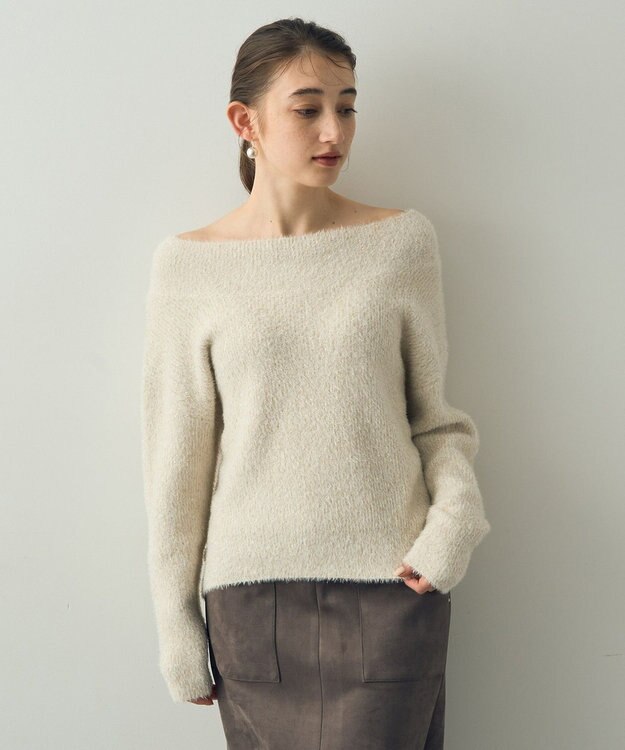 YECCA VECCA 2wayラメフェザーニット Ivory