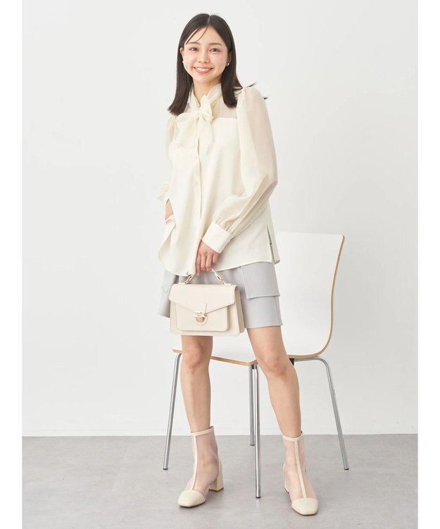 earth music&ecology シアードッキングブラウス Ivory