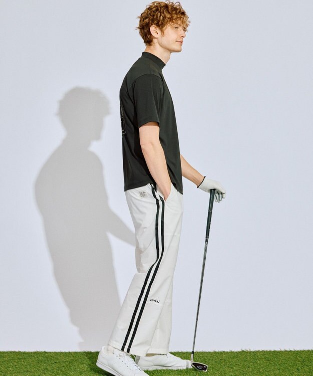 PW CIRCULUS 【撥水加工/ストレッチ】サイドストライプ ワイドパンツ ゴルフ ホワイト系