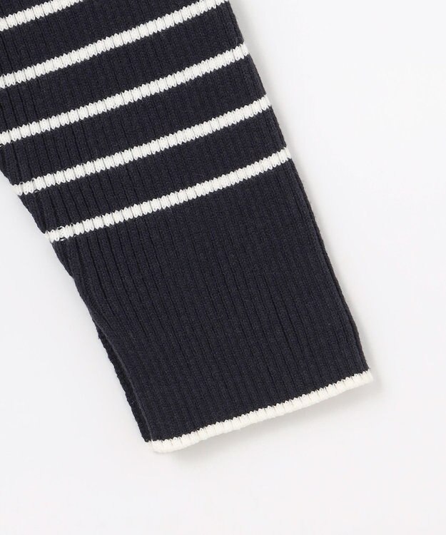 組曲 L 【WEB限定】ハイネック ゆるボーダーニット ネイビー×オフ系1