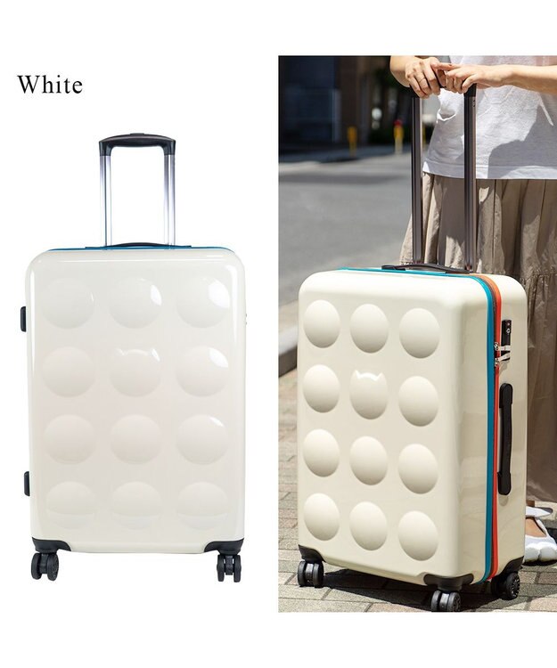 tsumori chisato CARRY 新ネコドットキャリー キャリーバッグ キャリーケース 【 海外旅行にも 約58リットル 3泊 4泊程度 】 ホワイト