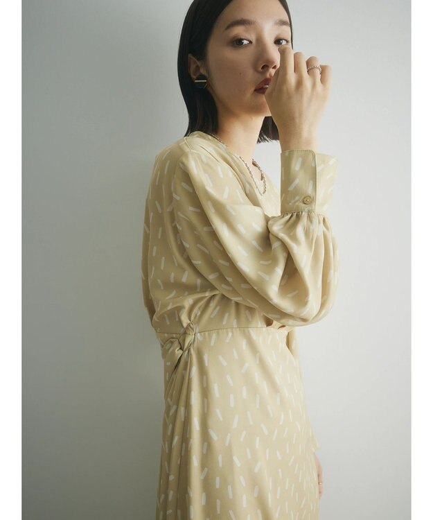 Green Parks armonia．スクエアドットプリントタックワンピース Yellow