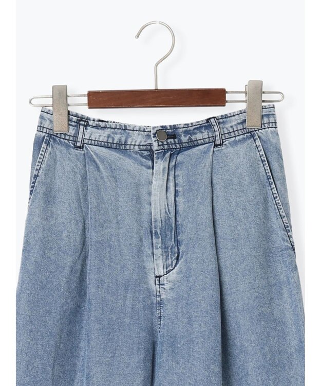 Te chichi ウォッシュデニムライクタックワイドパンツ(セットアップ可) ネイビー