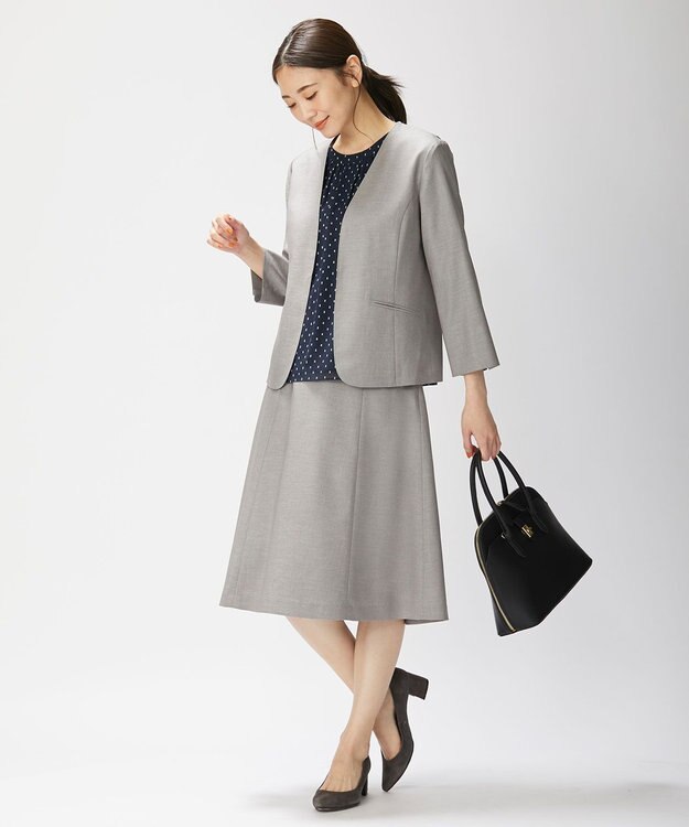 J.PRESS LADIES 【洗える・UVケア・速乾】OXIJEWELストレッチ フレアー スカート ライトグレー系