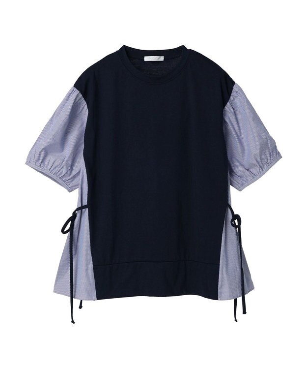 Green Parks 布帛ドッキング脇リボンプルオーバー Navy