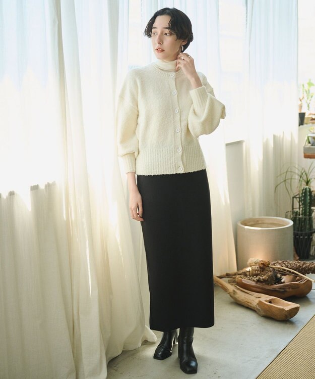 #Newans 【洗える】ナローシルエットニットスカート ブラック