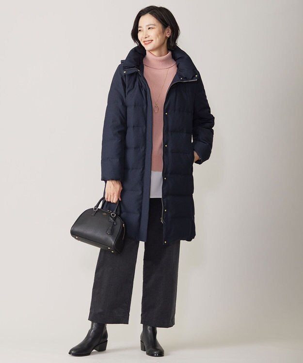 J.PRESS LADIES S 千鳥&グレンチェック ロング ダウン コート ネイビー系3