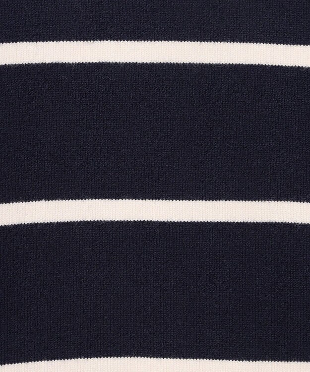 UNFILO MENS 【OCEANS YouTube 掲載/男女兼用】スムースシルキーニット 柄 ボーダー ネイビー×アイボリー