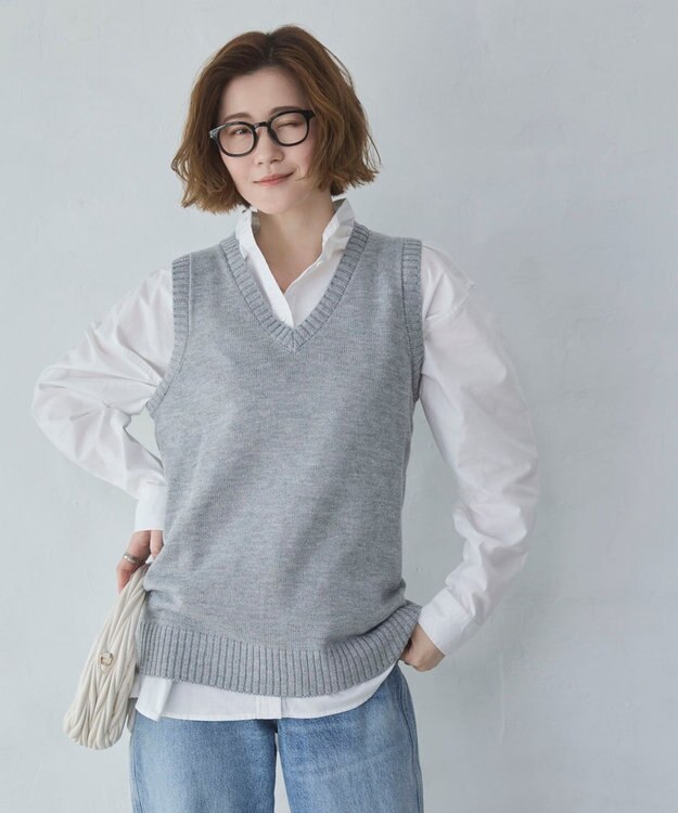 WEGO 【2026春夏】ベーシックニットベスト 杢グレー