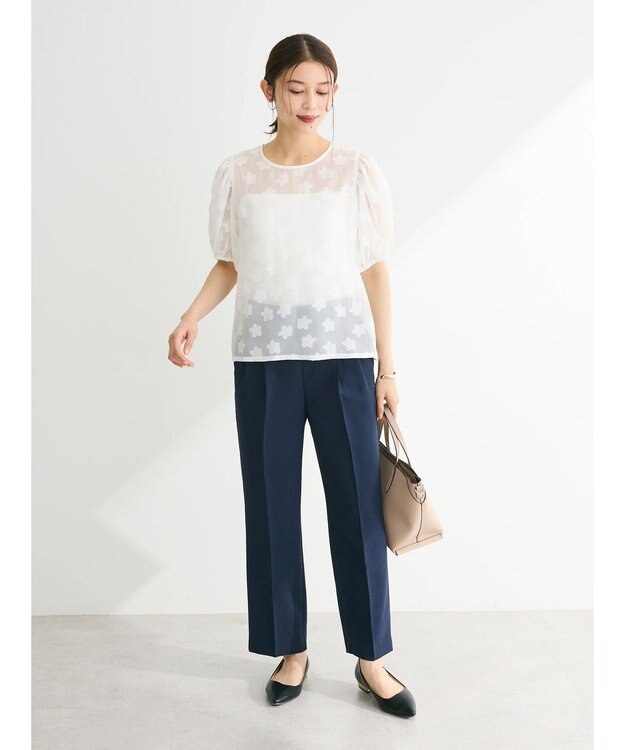 Green Parks ・ＥＬＥＮＣＡＲＥ　ＤＵＥ　フラワージャカードブラウス Off White