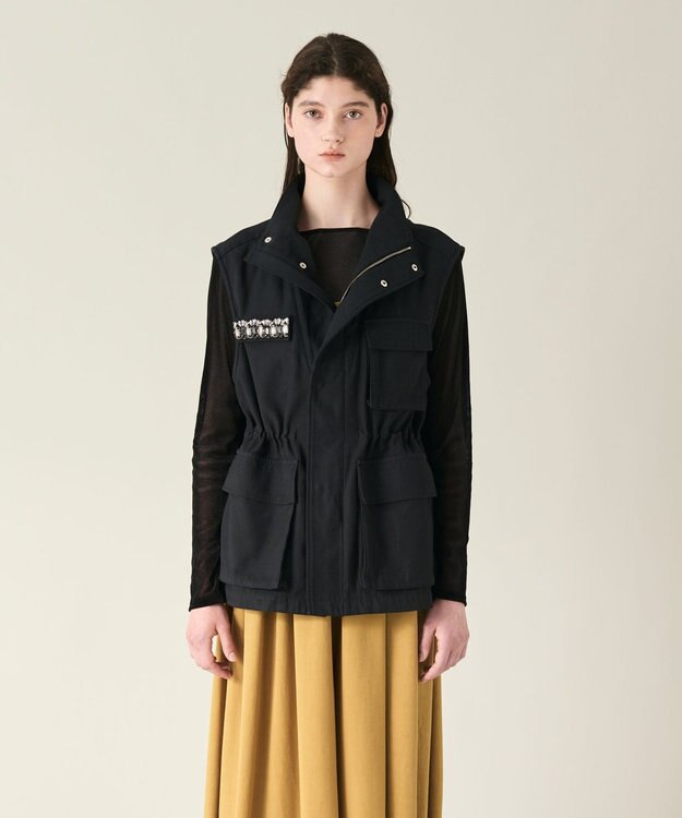 GRACE CONTINENTAL ビジューアーミーベスト ブラック