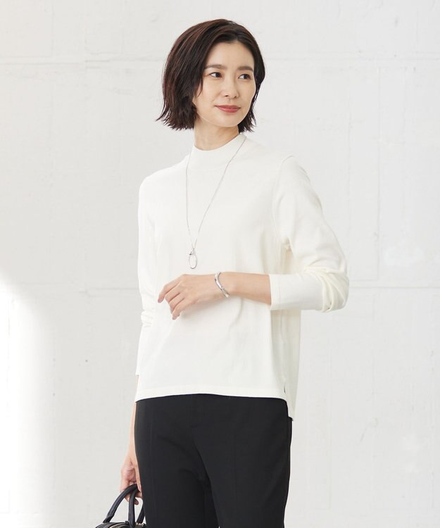 J.PRESS LADIES 【洗える】PRINCE ハイネック ニット ホワイト系