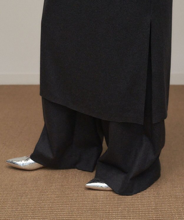 ATON MERINO COLLEGE JERSEY | Vネックドレス CHARCOAL GRAY