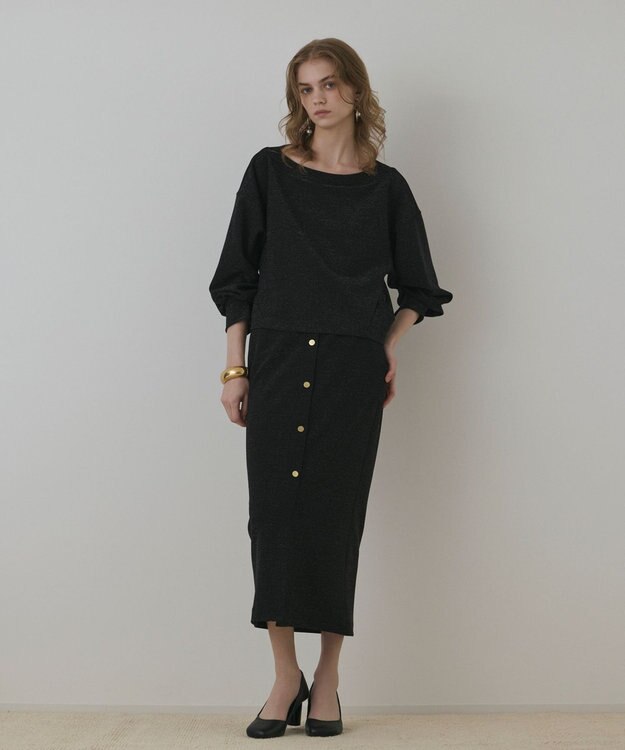 GRACE CONTINENTAL ラメカットスカート ブラック