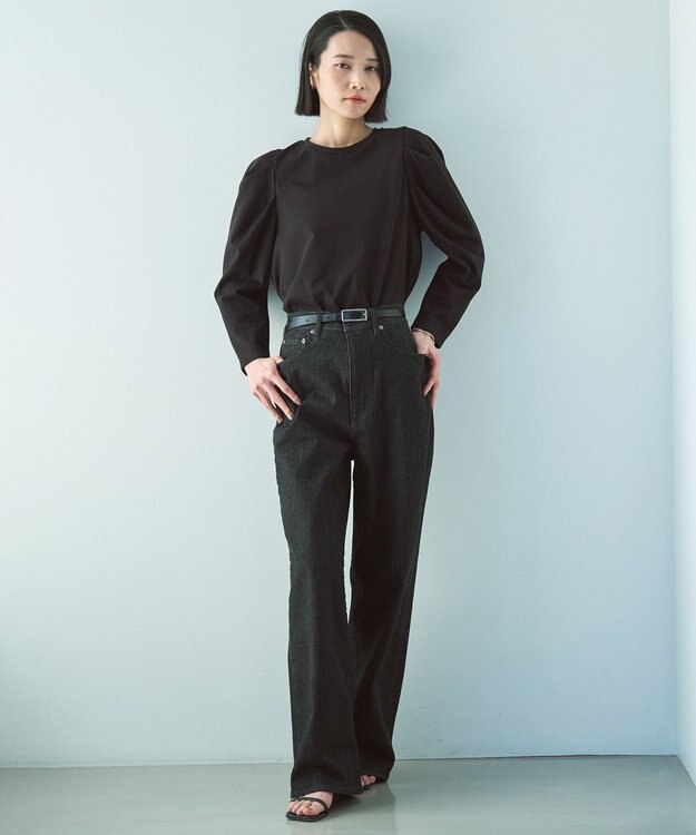 UNFILO 【UNFILO DENIM】撥水ストレッチ ワイドストレートデニム ブラック