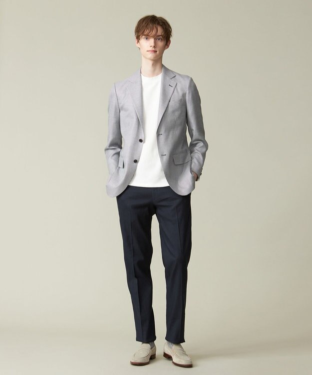 J.PRESS MEN 【ウォッシャブル可】コンフォートストレッチリネン スラックス ネイビー系