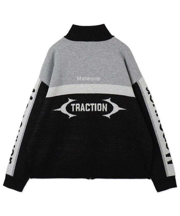 WEGO 【ユニセックス着用ITEM】レーシンググラフィックニットブルゾン ブラック