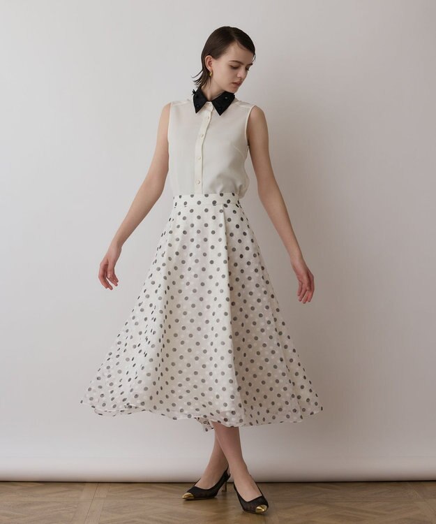 GRACE CONTINENTAL シアーメッシュノースリーブ キナリ