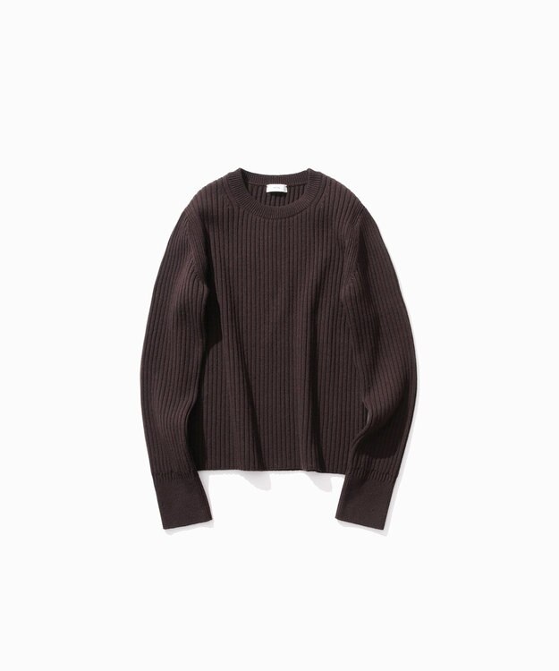 ATON NATURAL DYED WOOL | クルーネックリブセーター BROWN